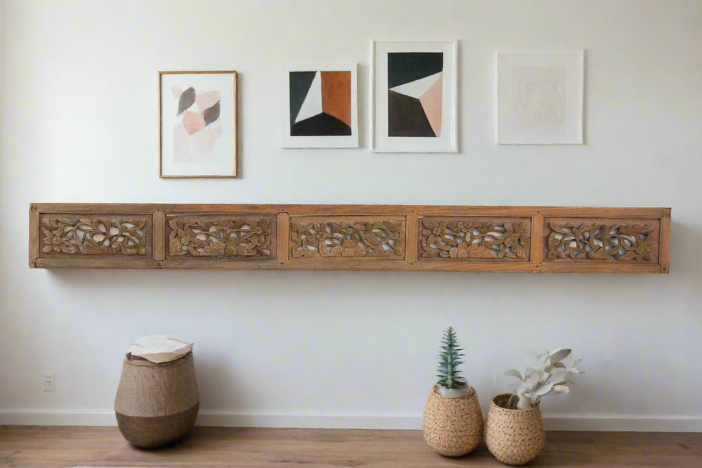 Golden Lotus, Antique Asian Carving