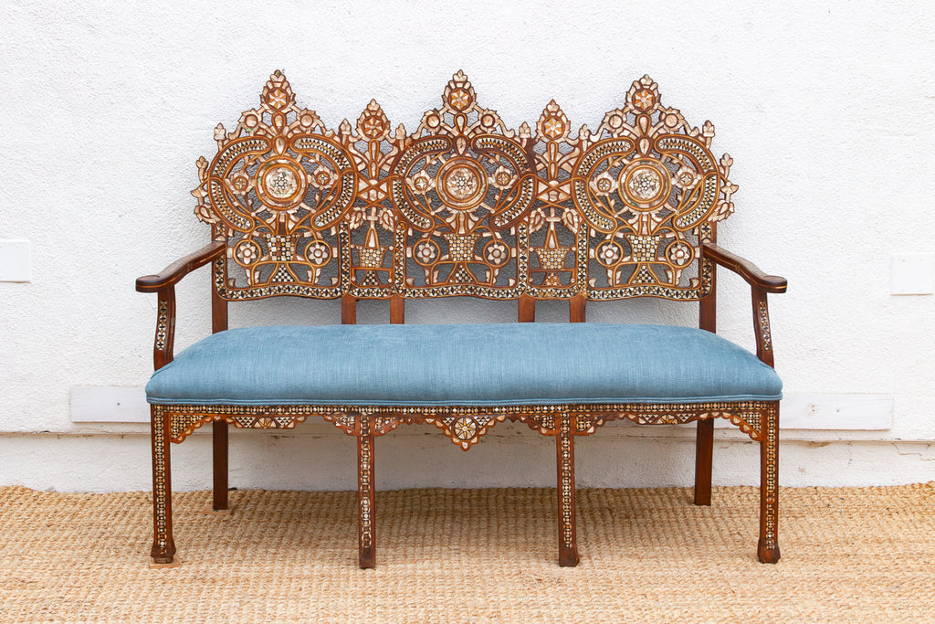 Rare Damascus Mother of Pearl Inlay Bench