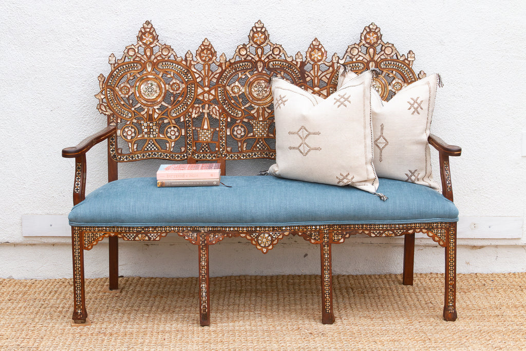 Rare Damascus Mother of Pearl Inlay Bench