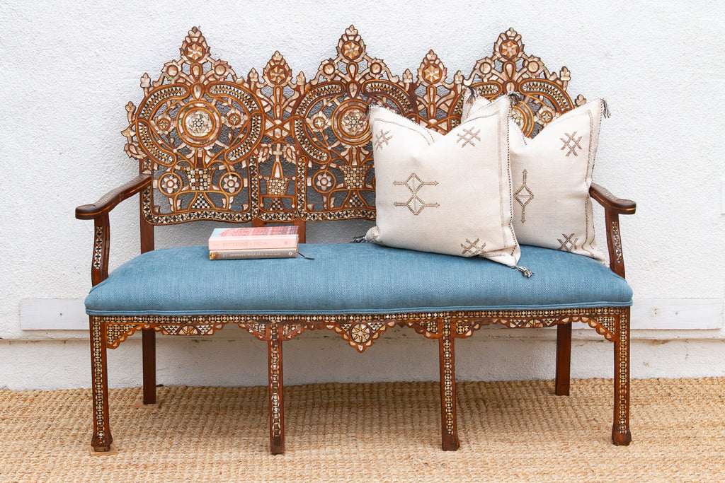 Rare Damascus Mother of Pearl Inlay Bench