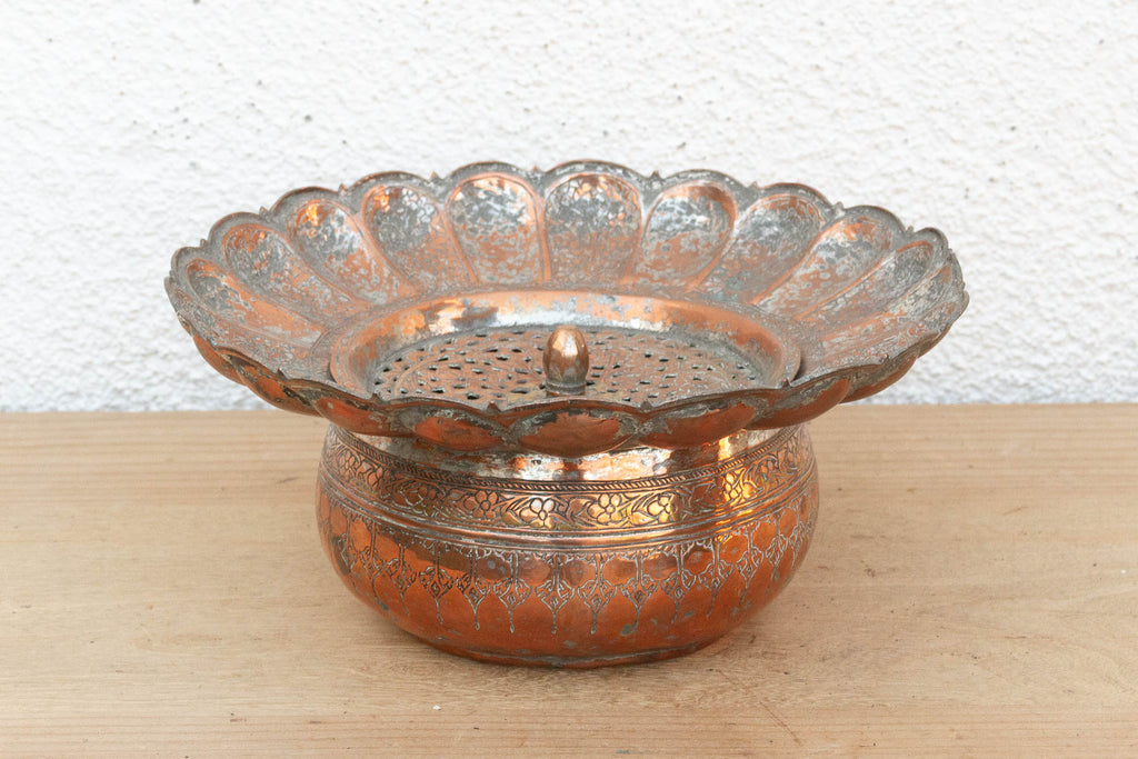 Antique Ikebana Copper Flower Vessel