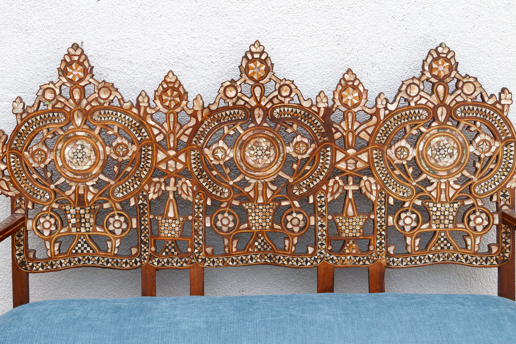 Rare Damascus Mother of Pearl Inlay Bench