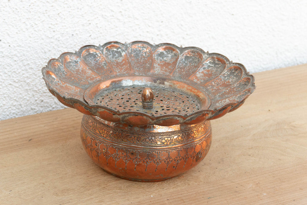 Antique Ikebana Copper Flower Vessel