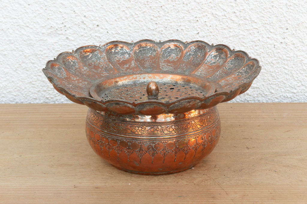 Antique Ikebana Copper Flower Vessel