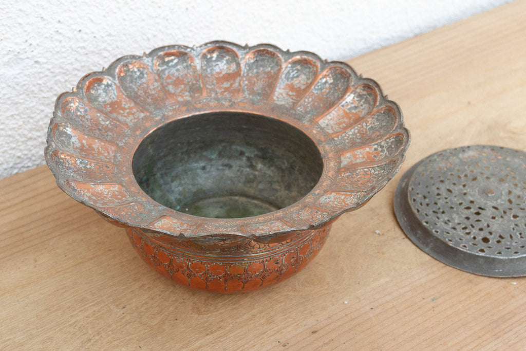 Antique Ikebana Copper Flower Vessel