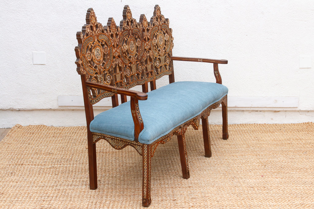 Rare Damascus Mother of Pearl Inlay Bench