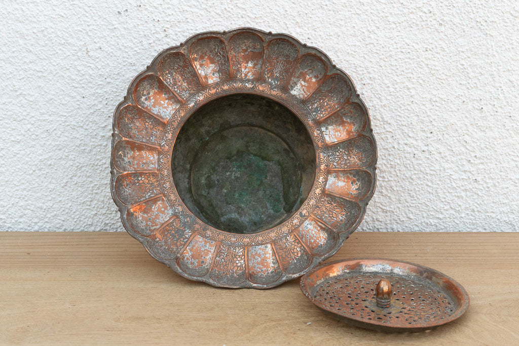 Antique Ikebana Copper Flower Vessel