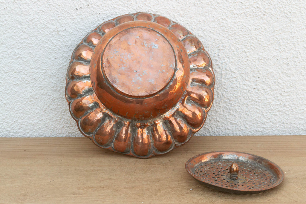 Antique Ikebana Copper Flower Vessel