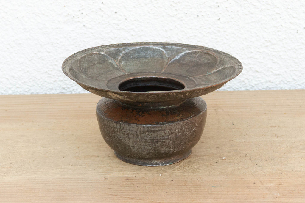 Antique Flared Lotus Copper Vessel