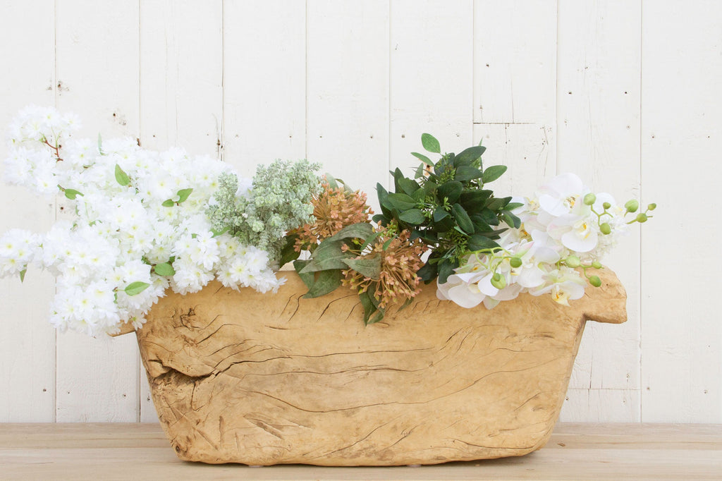 Chunky Oxidized Wood Trough Planter