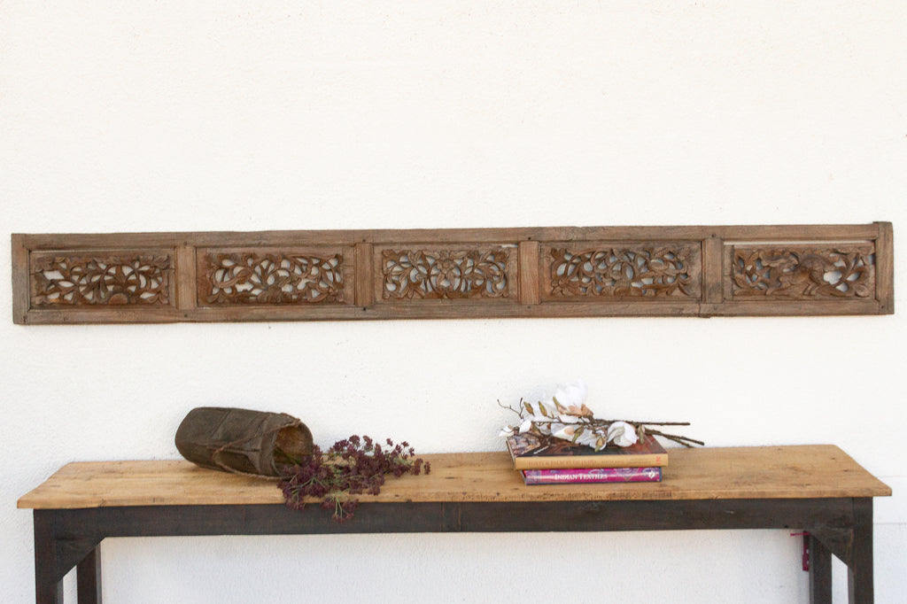 Antique Patinated Carved Teak Wall Art