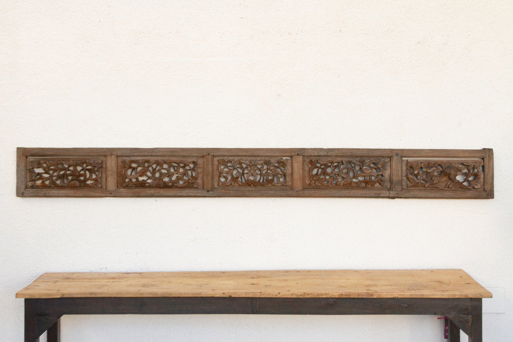 Antique Patinated Carved Teak Wall Art