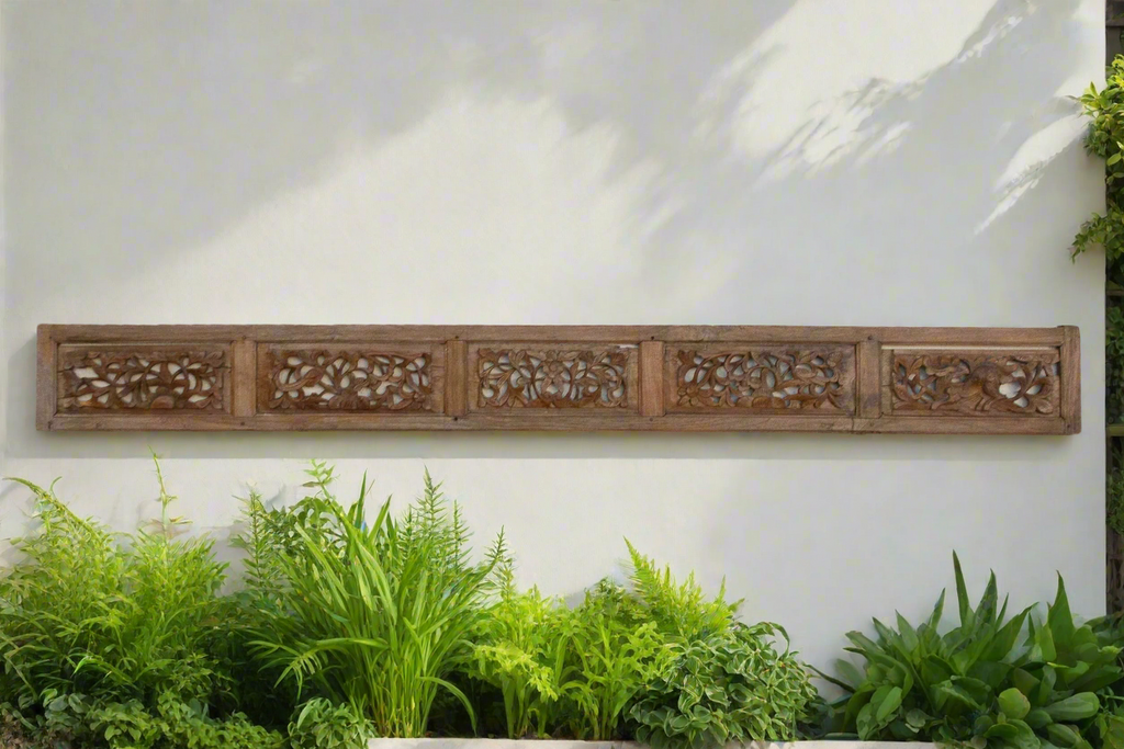 Antique Patinated Carved Teak Wall Art