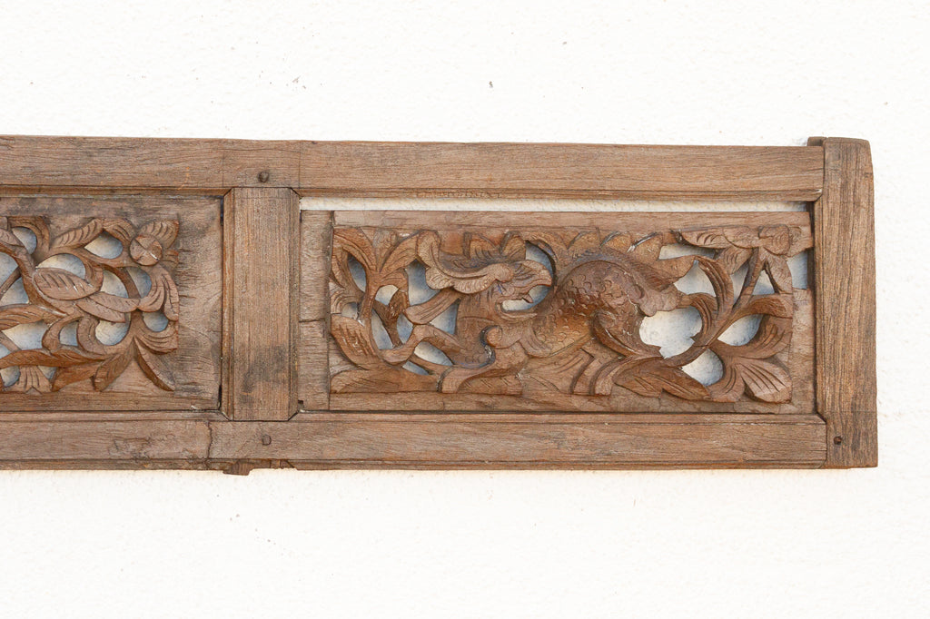 Antique Patinated Carved Teak Wall Art