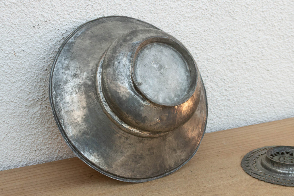 Silvered Lotus, Antique Tinned Copper Vessel