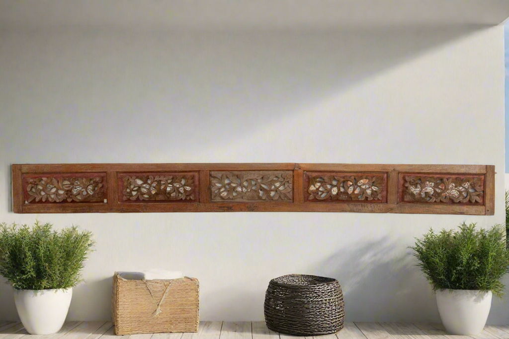 Soul of the Pagoda, Antique Asian Carved Panel