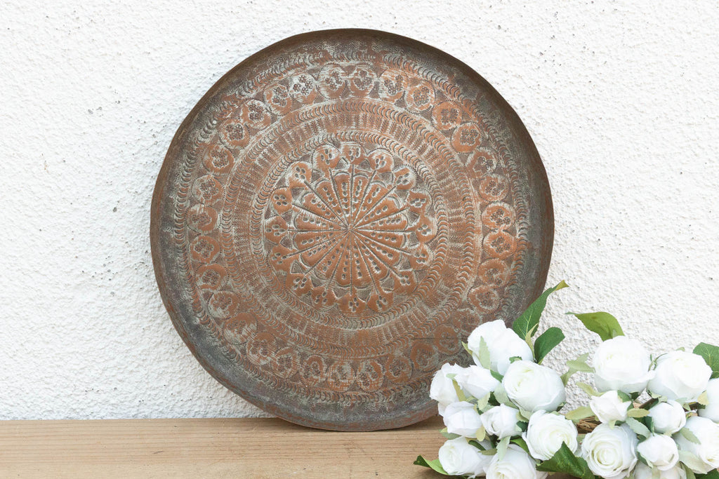 Copper Mandala, Antique Tinned Ceremonial Platter