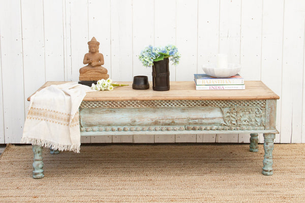 Large Carved Beam Takhat Coffee Table