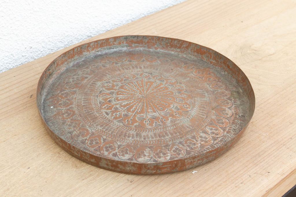 Copper Mandala, Antique Tinned Ceremonial Platter
