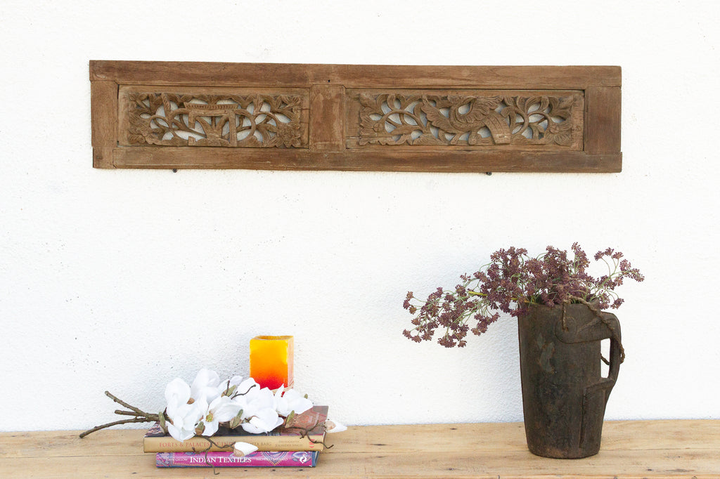 Small Double Botanical Antique Wood Panel