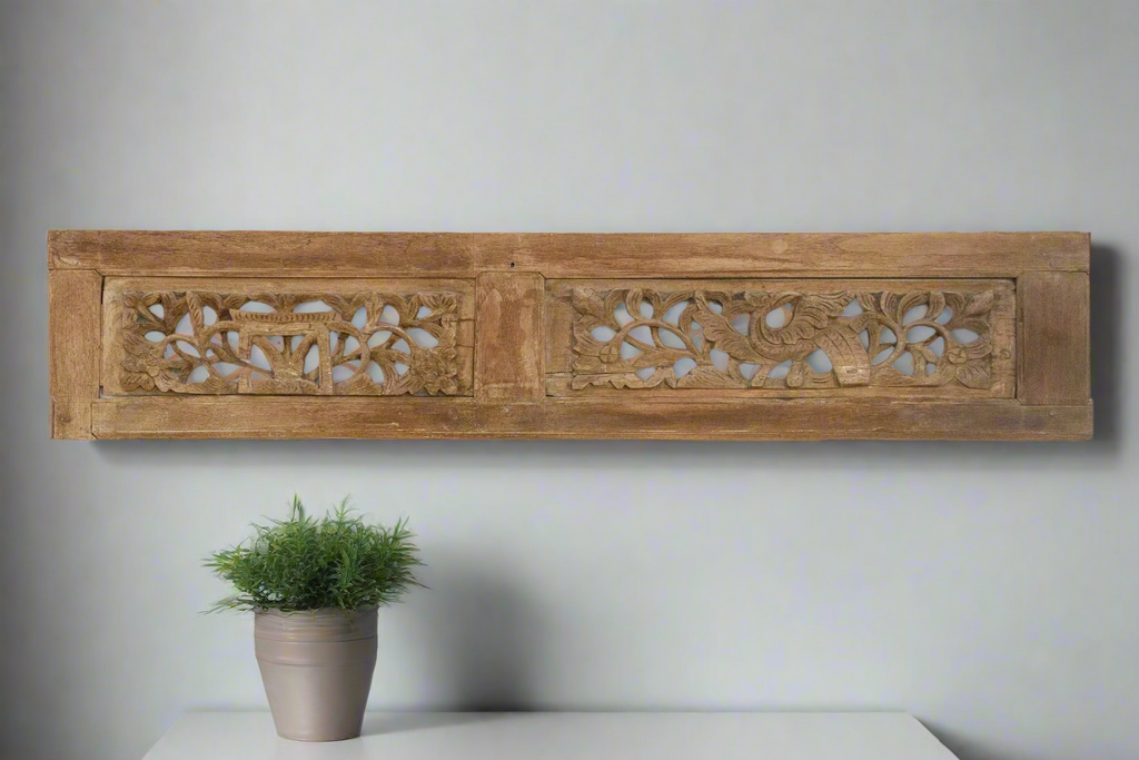 Small Double Botanical Antique Wood Panel