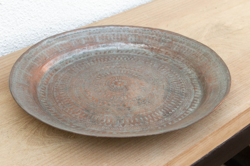 Tribal Mandala Tinned Copper Tray