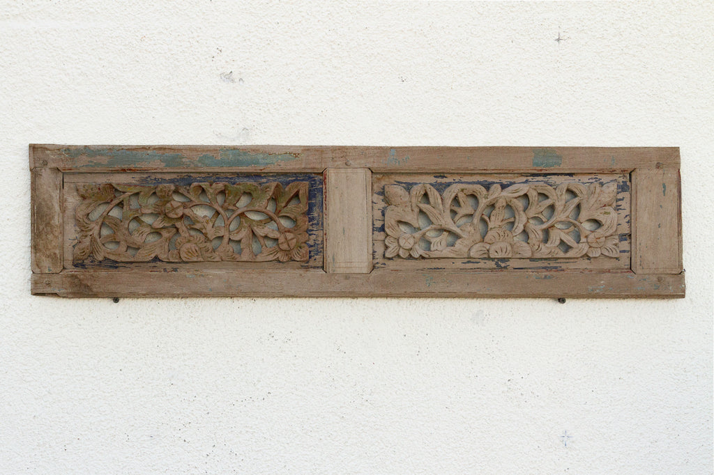 Antique Bloom Carved Small Wood Carving