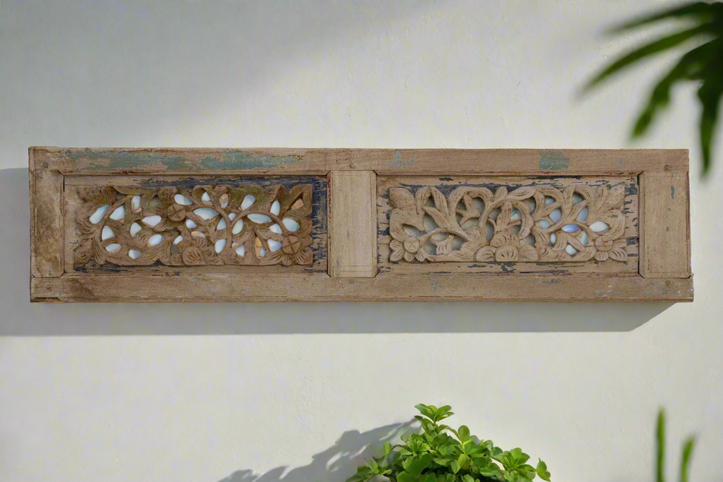 Antique Bloom Carved Small Wood Carving