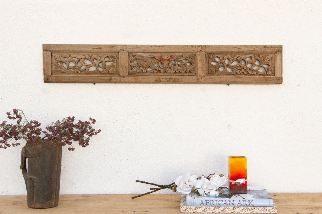 Lotus Bloom Antique Wood Carving