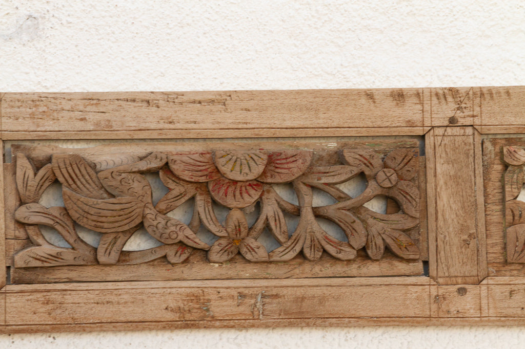 Lotus Bloom Antique Wood Carving