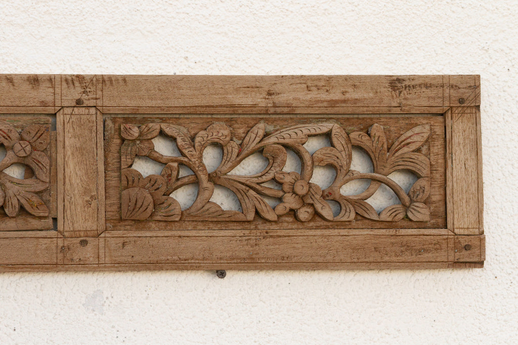 Lotus Bloom Antique Wood Carving
