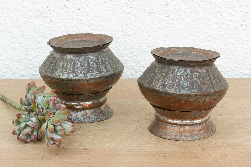 Pair of Tinned Copper Spice Vessels