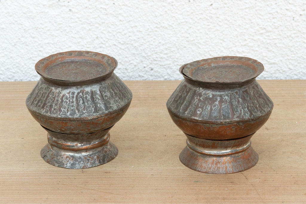 Pair of Tinned Copper Spice Vessels