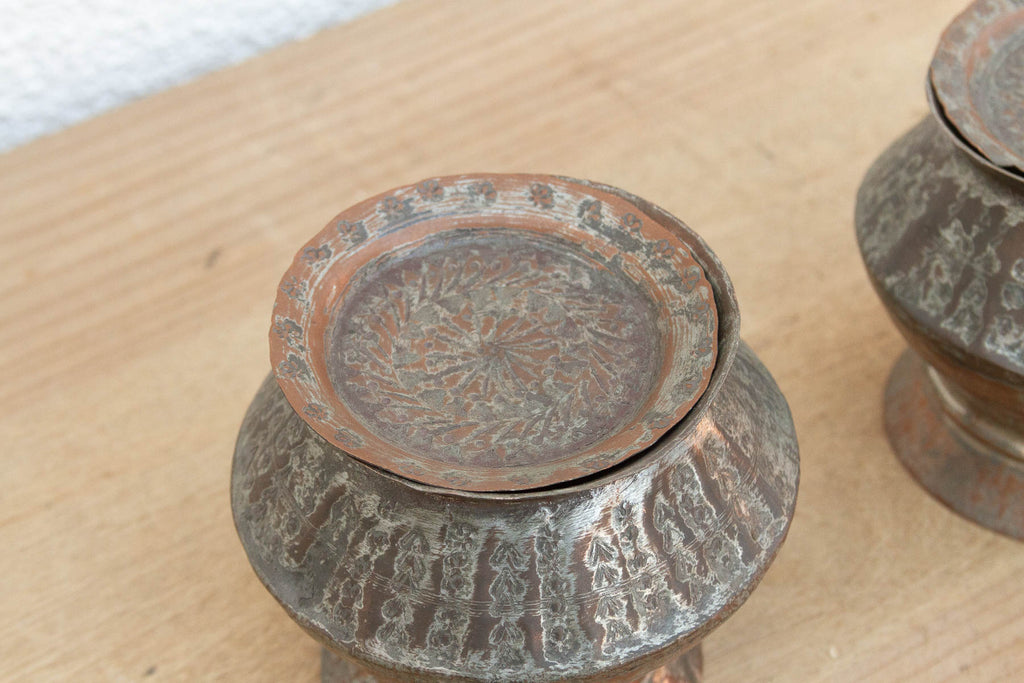 Pair of Tinned Copper Spice Vessels