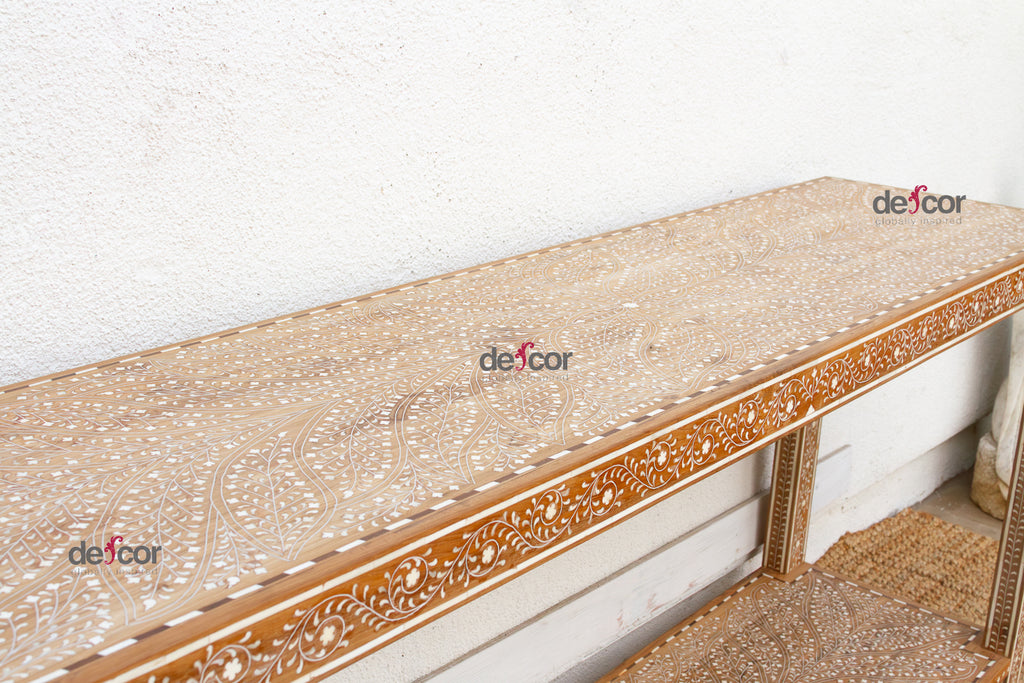 Extraordinary Leaf & Flower Inlay Console Table