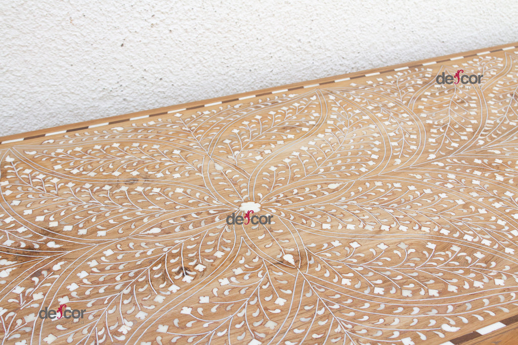 Extraordinary Leaf & Flower Inlay Console Table