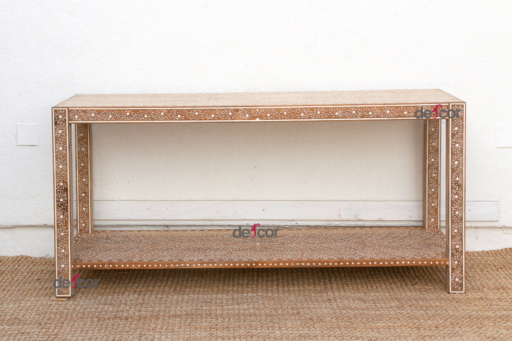Extraordinary Leaf & Flower Inlay Console Table