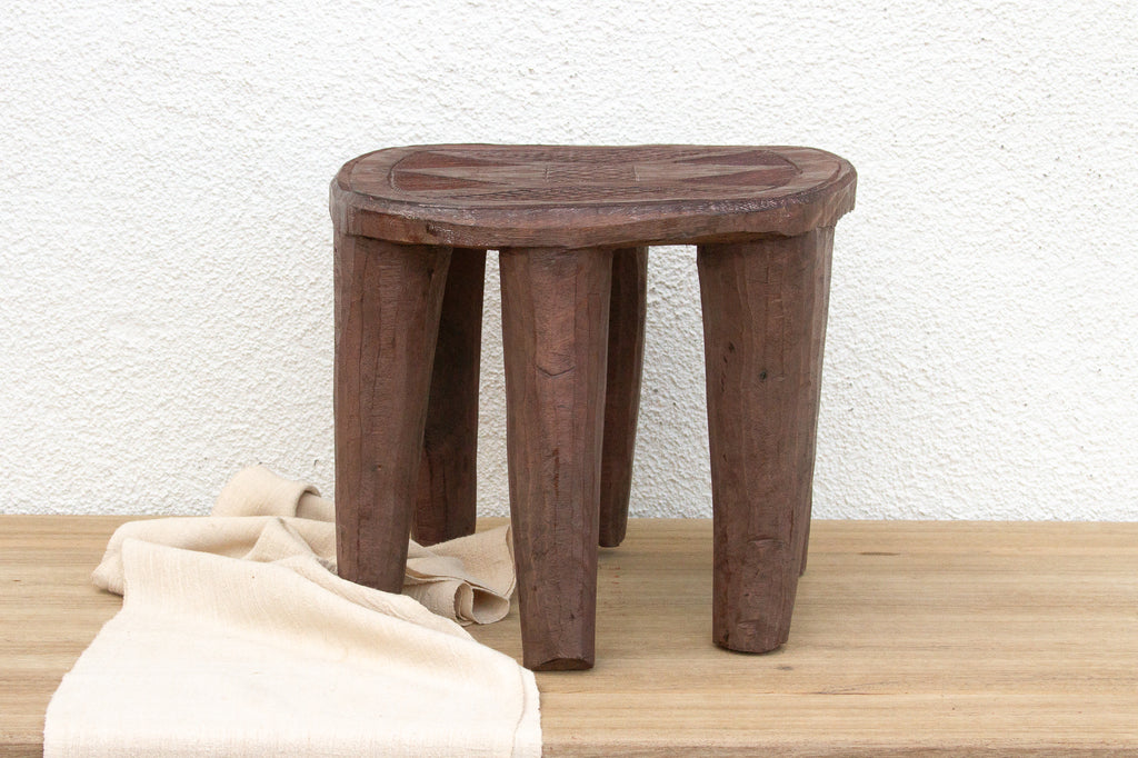 Carved Chunky Wood African Stool