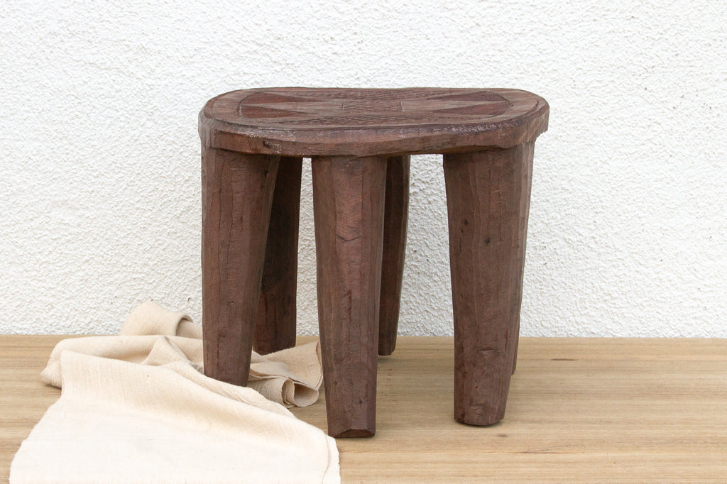 Carved Chunky Wood African Stool