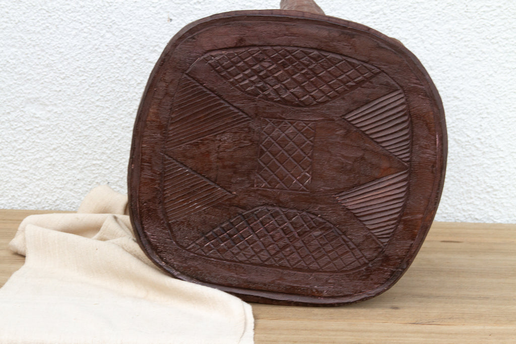 Carved Chunky Wood African Stool