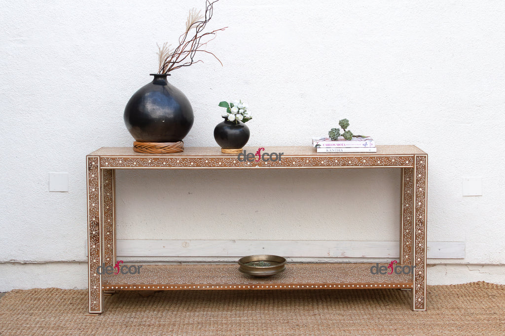 Extraordinary Leaf & Flower Inlay Console Table