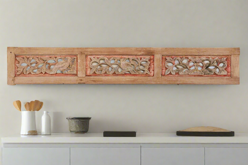 3-Panel Botanical Carved Wall Art