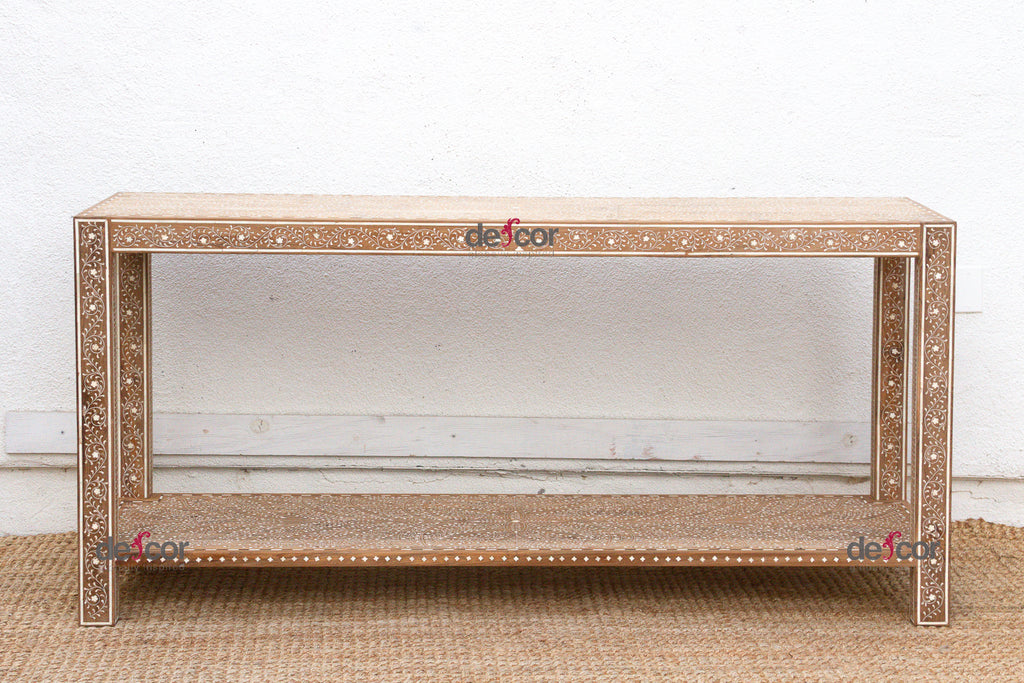 Extraordinary Leaf & Flower Inlay Console Table