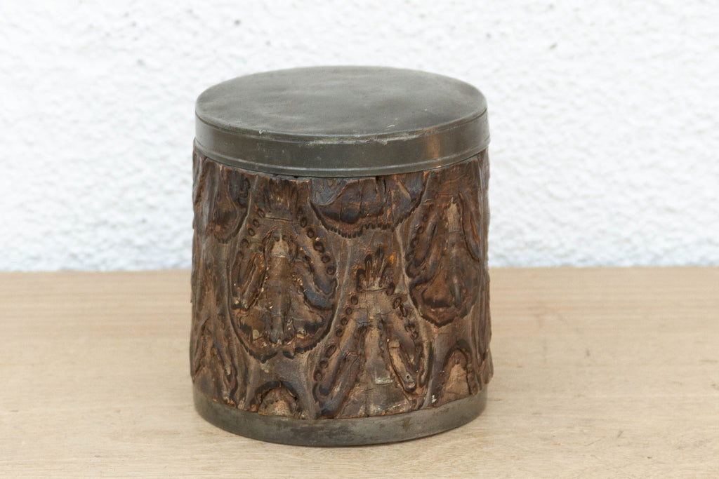 Small Antique Chinese Pewter Tea Canister