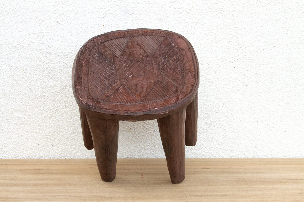 Carved Chunky Wood African Stool