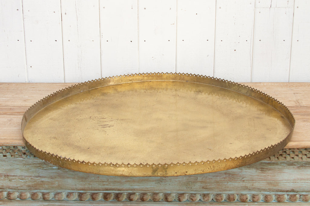 Large Finely Engraved Indian Brass Tray