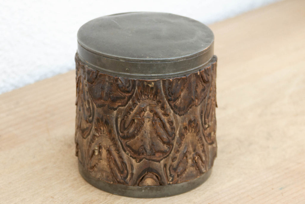 Small Antique Chinese Pewter Tea Canister