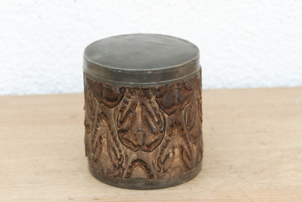 Small Antique Chinese Pewter Tea Canister