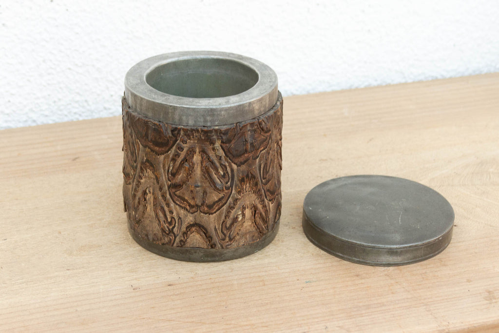 Small Antique Chinese Pewter Tea Canister