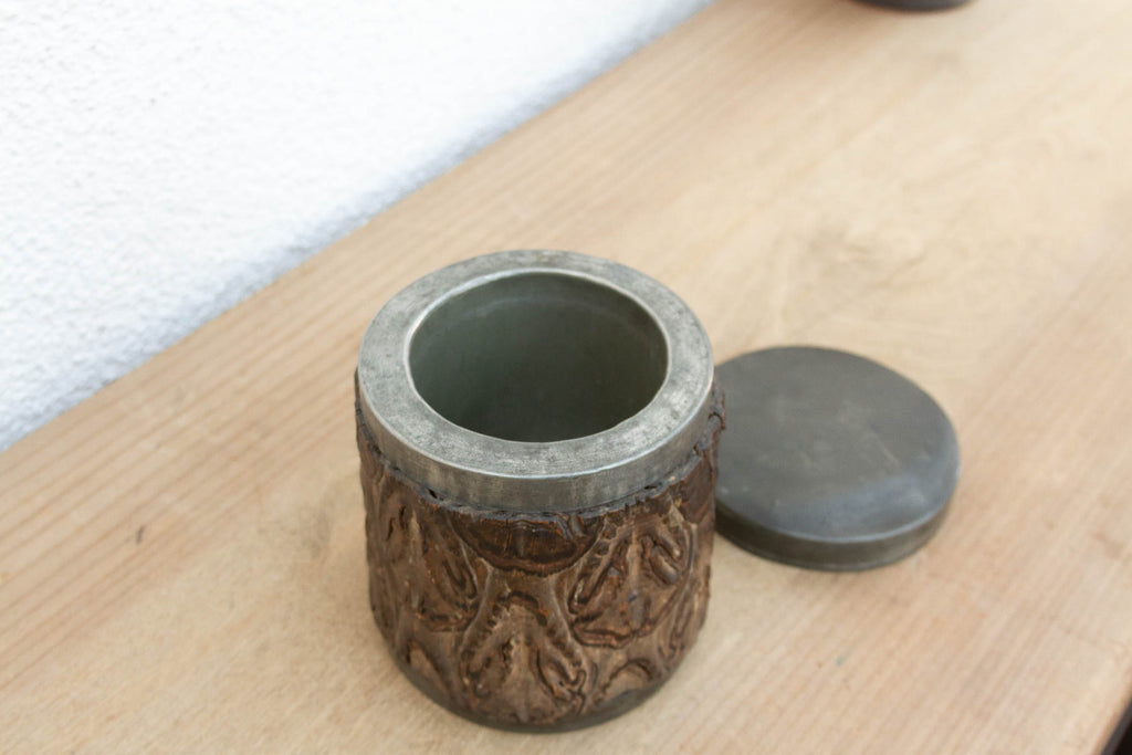 Small Antique Chinese Pewter Tea Canister